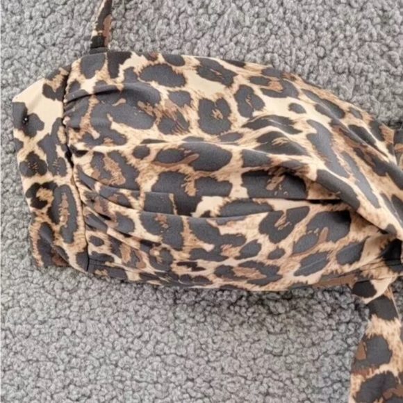 BAR III Convertible Cheetah-Print Bandeau Bikini Top Women's M Lined Tie - Picture 2 of 4